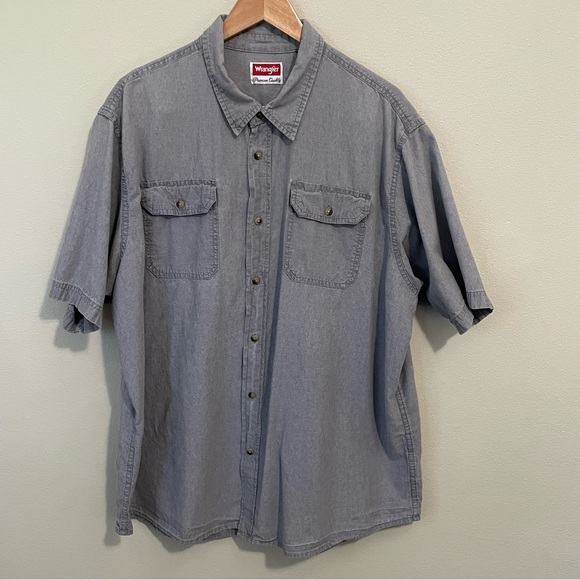 Wrangler Other - Vintage Wrangler Shirt Mens 2XL Grey Short Sleeve Button Up Cotton Workwear